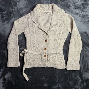 J.Crew Hand Knit Cardigan Sweater Long Sleeve Size Small Strap Collard